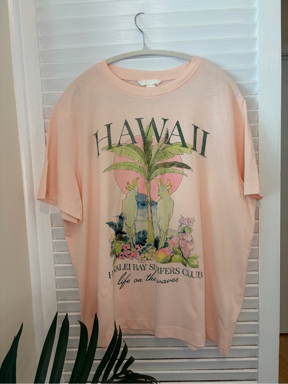 H&M Cute 100% Cotton Pink Hawaii Graphic T-Shirt Size XL